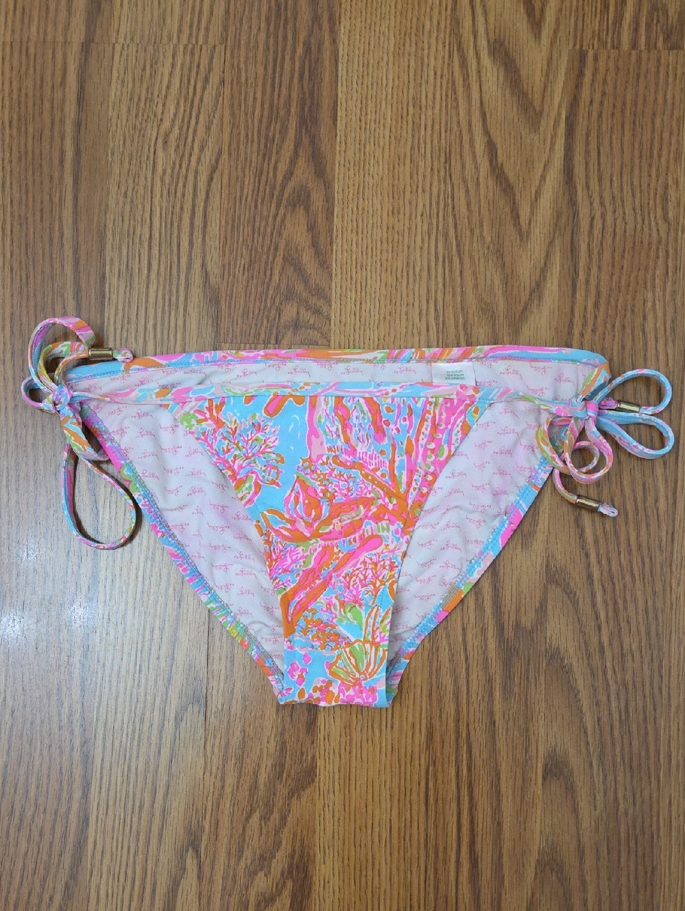 Lilly Pulitzer Side-Tie Bikini Bottoms "Splashdance" Coral Reef/ XS